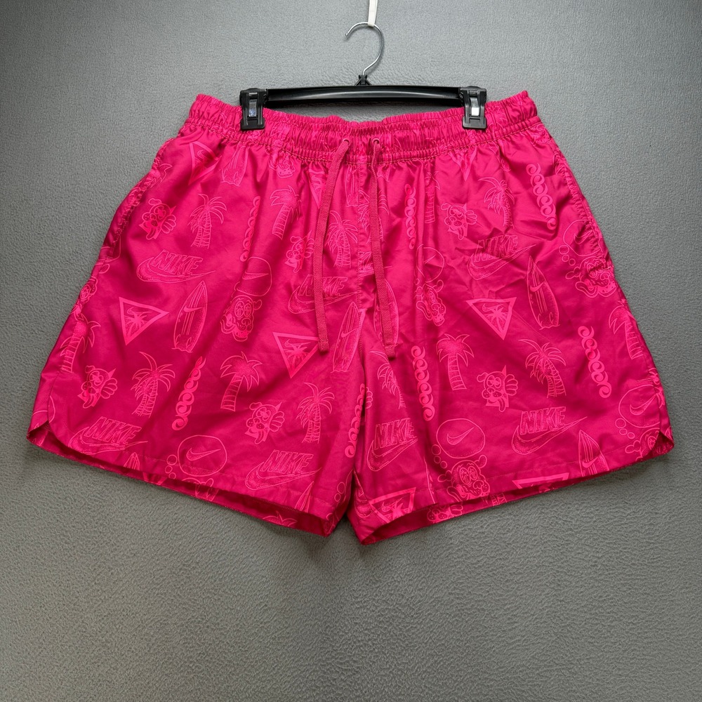 Nike Swim Shorts Mens XL Pink Polyester Palm Tree Surf Board Beach Summer Casual